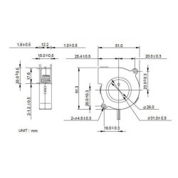 Ventoinha Turbo DC 5V 50x15mm 0.1–0.3A Sem Escovas