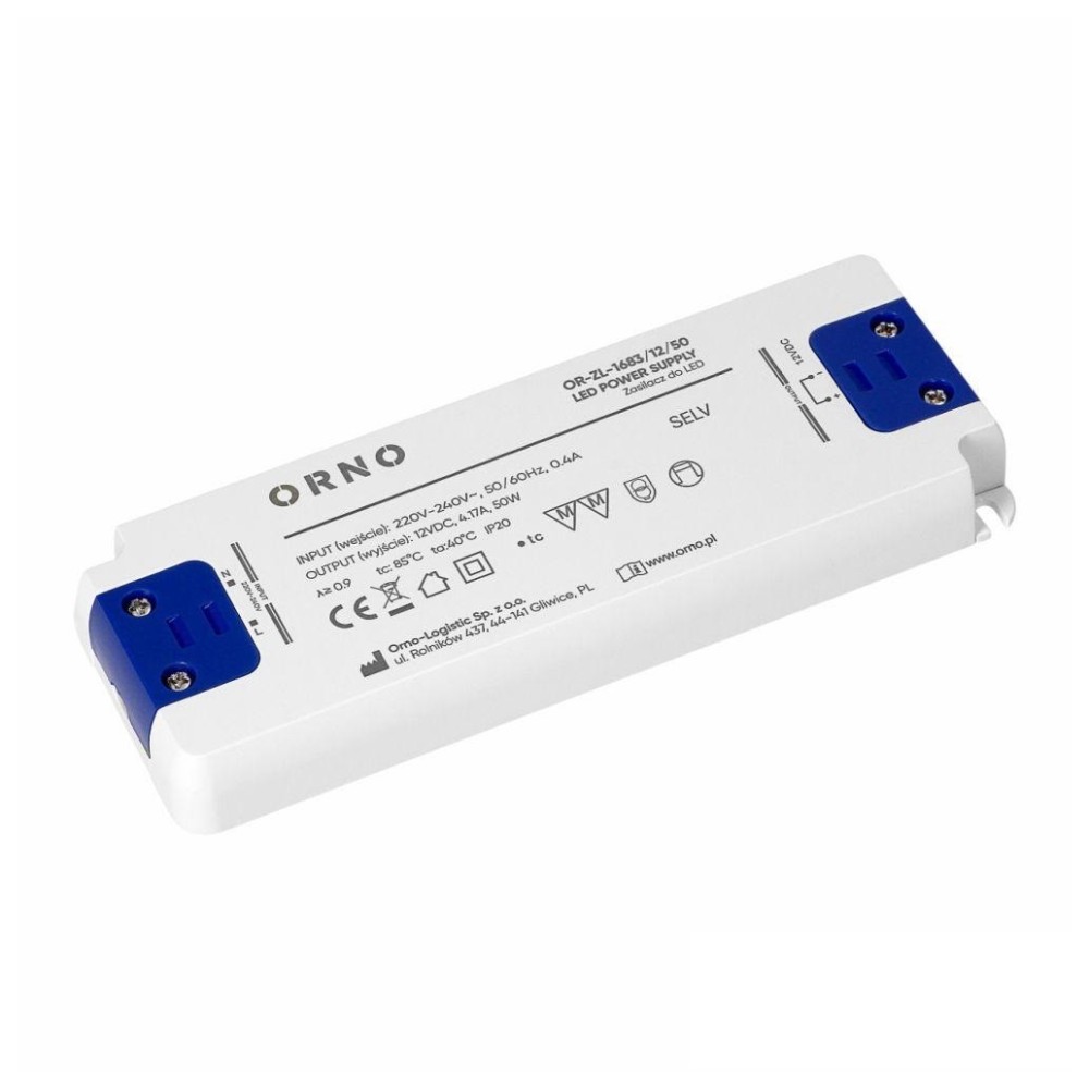 Fonte Alimentação LED ORNO 12 V DC 50 W 4,17 A IP2