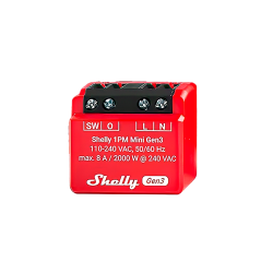 Relé Shelly 1PM Mini Gen3 8 A Wi-Fi com Medição de Energia