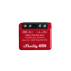 Relé Shelly 1PM Mini Gen3 8 A Wi-Fi com Medição de Energia