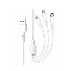 Cabo USB-A 3 em 1 XO Micro USB Lightning USB-C 1 m