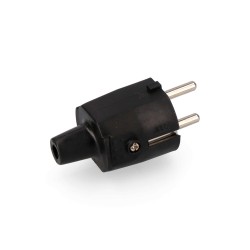 Ficha de alimentação 10/16A, 250V, T/TL, IP44, 4,8mm, em borracha, preta