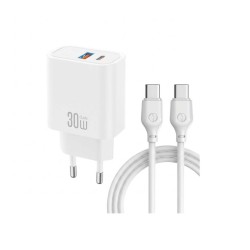 Carregador XO CE42 USB-A USB-C PD 30 W Branco